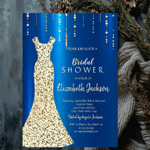 Invitación Vestido de lentejuelas doradas, ducha de novia met