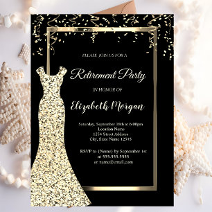 Invitación Vestido de lentejuelas doradas Fiesta de jubilació