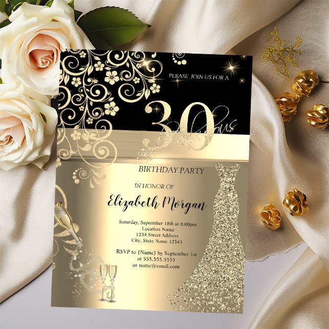 Invitación Vestido de lentejuelas doradas Flores de vidrio Cu (Subido por el creador)