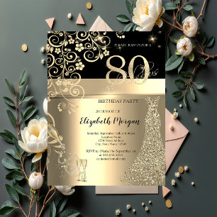 Invitación Vestido de lentejuelas doradas Flores de vidrio Cu
