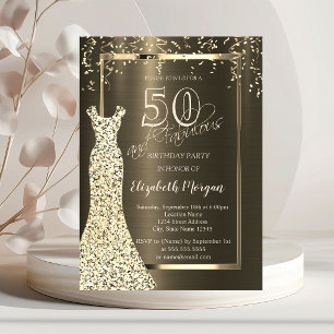 Invitación Vestido de lentejuelas doradas marrón metálico 50 