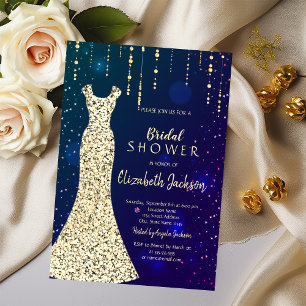 Invitación Vestido de lentejuelas doradas Regalo de ducha de 