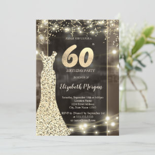 Invitación Vestido de lentejuelas Luces de cadena Cumpleaños
