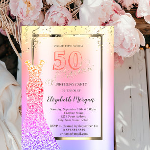 Invitación Vestido de lentejuelas Ombre 50 cumpleaños 