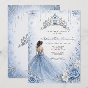 Invitación Vestido de lentejuelas plateadas azul polvoriento