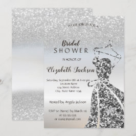 Invitación Vestido de lentejuelas plateadas, brillo plateado