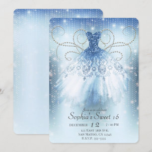 Invitación Vestido de lentejuelas Princesa Azul Plateado Fies