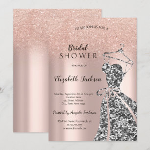 Invitación Vestido de lentejuelas Rose GoldGlitter Bokeh, duc
