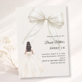 Invitación Vestido de marfil de lazo de lujo crema Dulces 16