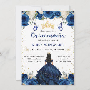 Invitación Vestido de Marina Cabello Negro Princesa Quinceañe