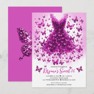 Invitación Vestido de mariposa rosa de Tourmaline Octubre Bir