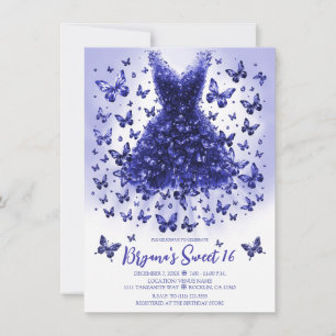Invitación Vestido de Mariposa Tanzanita Piedra de Nacimiento