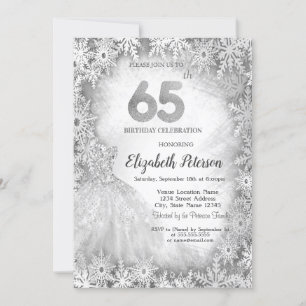 Invitación Vestido de moda Copos de nieve Invierno 65 cumplea