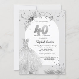 Invitación Vestido de moda Gris invernal 40 cumpleaños