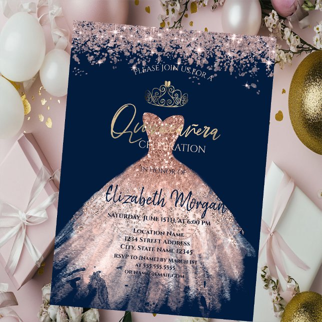 Invitación Vestido de moda Tiara, Diamonds Blue Quinceañera (Subido por el creador)