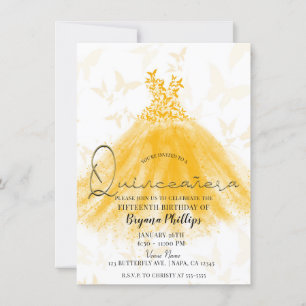 Invitación Vestido de Naranja Crema de Baile de Mariposa Quin