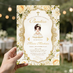 Invitación Vestido de niña mexicana española fiesta bautizo d