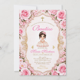 Invitación Vestido de niña mexicana española fiesta bautizo r