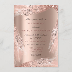 Invitación Vestido de novia 16 cumpleaños rosa oro diamante b