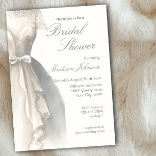 Invitación Vestido de novia acuarela Despedida de soltera