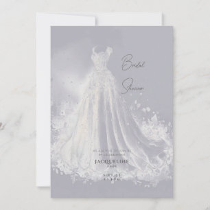 Invitación Vestido de Novia Azul Polvo Regalo de Despedida de