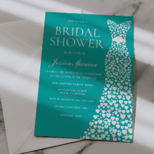 Invitación Vestido de Novia Azul Teal Verde Blanco Regalo de 