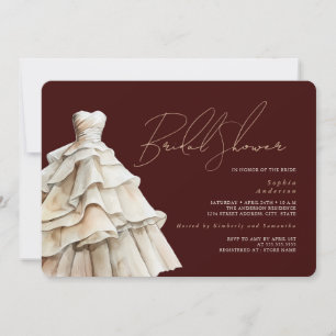 Invitación Vestido de novia beige burdeos moderno para fiesta