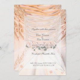 Invitación Vestido de novia blanco con Boda Rosa