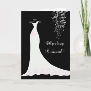 Invitación Vestido de novia blanco en petición de dama de hon