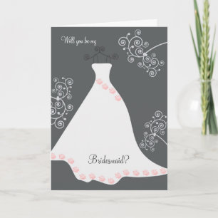 Invitación Vestido de novia blanco en petición de dama de hon