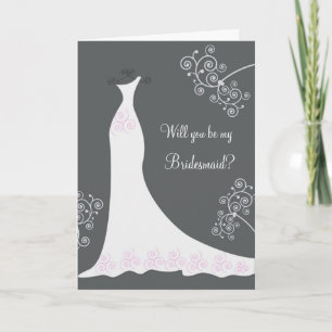 Invitación Vestido de novia blanco en petición de dama de hon