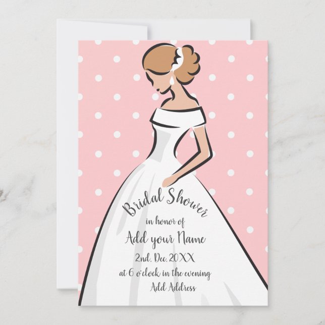 Invitación Vestido de novia blanco para despedida de soltera  (Anverso)