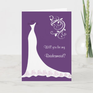 Invitación Vestido de novia blanco, remolinos en dama de hono