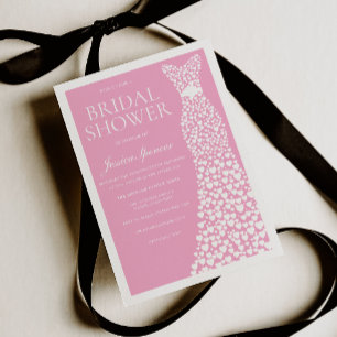 Invitación Vestido de Novia Blanco Rosa Suave Frontera Ducha 