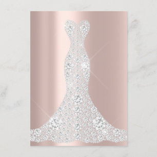 Invitación Vestido de Novia Brillo Rosa VIP Rosa Diamante