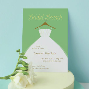 Invitación Vestido de Novia Colgante Brunch Nupcial Pistacho