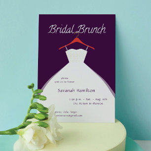 Invitación Vestido de Novia Colgante Brunch Nupcial Púrpura