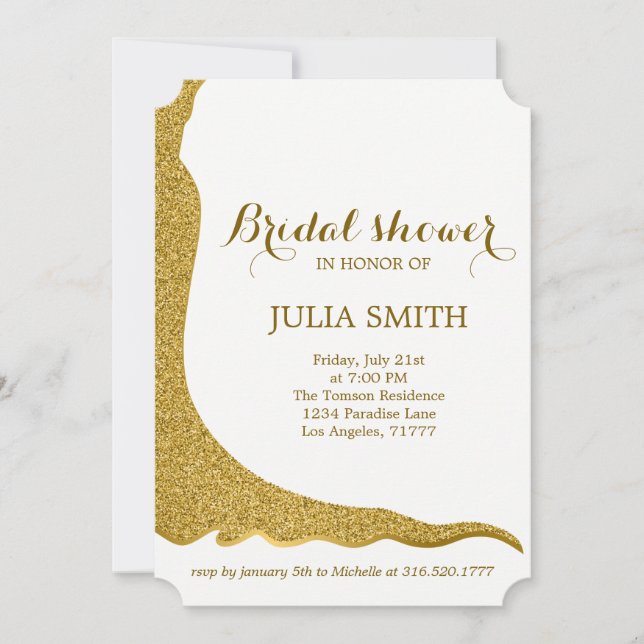 Invitación Vestido de novia con brillo (Anverso)