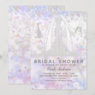 Invitación Vestido de Novia con Diamantes Irisados Regalo de 