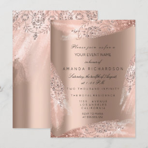 Invitación Vestido de novia de 16 años dulce Rosa Dorado Boda
