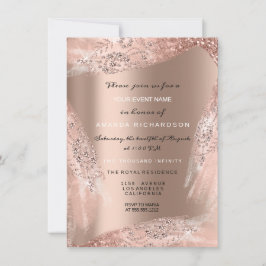 Invitación Vestido de novia de 16 años dulce Rosa Dorado Bril