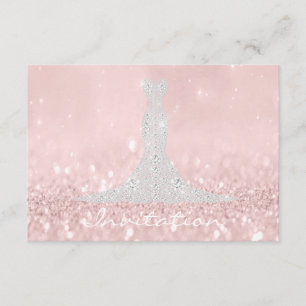 Invitación Vestido de novia de cristales de diamantes rosados