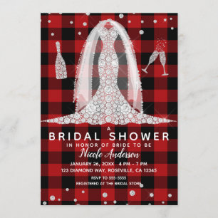 Invitación Vestido de novia de diamante de cuadros de búfalo