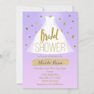 Invitación Vestido de novia de ducha nupcial rosa lavanda y d