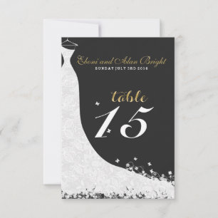 Invitación Vestido de Novia de Encaje Blanco Elegante Mesa 15
