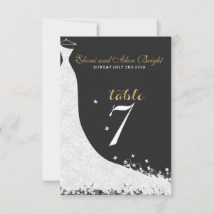 Invitación Vestido de Novia de Encaje Blanco Elegante Mesa 7