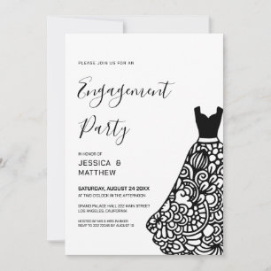 Invitación Vestido de novia de encaje negro compromiso