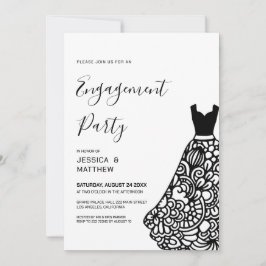 Invitación Vestido de novia de encaje negro con compromiso