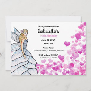 Invitación Vestido de novia de princesa hada moda corazones r