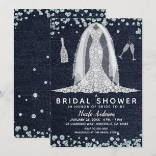 Invitación Vestido de Novia Denim & Diamonds Bridal Shower Gl